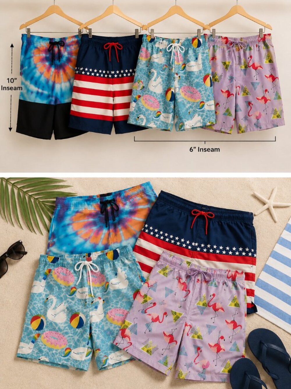 George Swim Trunks Shorts Lot of 4  Mens 3XL 48-50 Novelty Print Mesh Briefs
